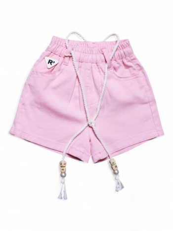 Pink 2 Way Stretch Baggy-Thigh Length Casual Cotton Shorts For 12 Month To 5 Years Girls-12063091