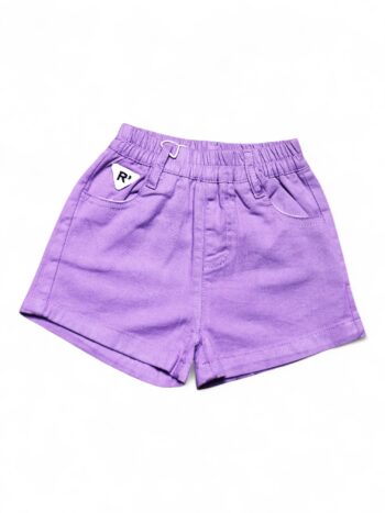 Purple 2 Way Stretch Baggy-Thigh Length Casual Cotton Shorts For 12 Month To 5 Years Girls-12063092
