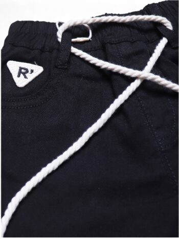 Black 2 Way Stretch Baggy-Thigh Length Casual Cotton Shorts For 12 Month To 5 Years Girls-12063093