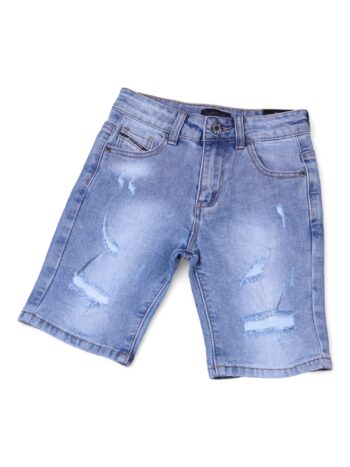 Blue Non-<Stretchable> Straight-Knee Length Casual Denim Shorts For 5 To 12 Years Boys-12063981