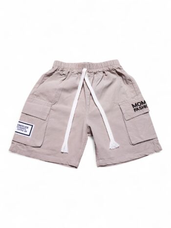 Brown Non-<Stretchable> Baggy-Mini Length Comfy Cotton Cargo Shorts For 3 To 9 Years Boys-12065022