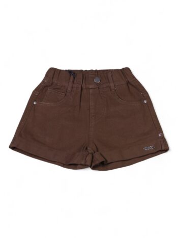 Brown Non-<Stretchable> Baggy-Mini Length Comfy Denim Shorts For 4 To 8 Years Girls-12066124