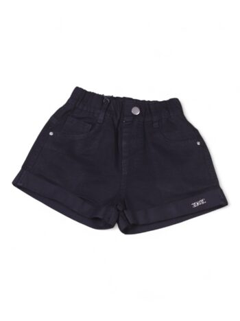 Black 2 Way Stretch Baggy-Mini Length Comfy Denim Shorts For 6 To 10 Years Girls-12066131