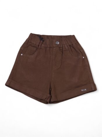Brown 2 Way Stretch Baggy-Mini Length Comfy Denim Shorts For 6 To 10 Years Girls-12066133