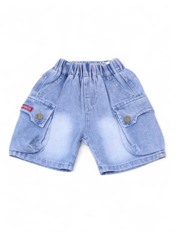 Blue Non-<Stretchable> Straight-Thigh Length Casual Denim Cargo Shorts For 2 To 6 Years Boys-12066371