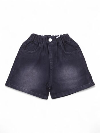 Black 2 Way Stretch Baggy-Mini Length Comfy Denim Shorts For 6 To 12 Years Girls-12066571