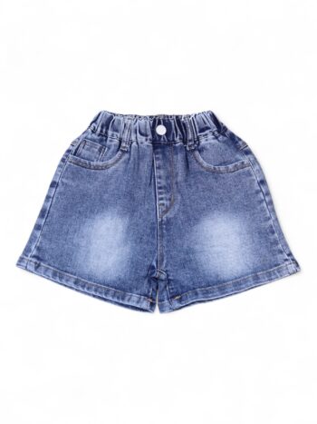 Blue 2 Way Stretch Baggy-Mini Length Comfy Denim Shorts For 6 To 12 Years Girls-12066572