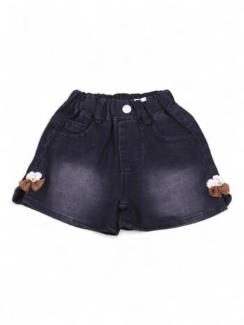 Black Non-<Stretchable> Baggy-Mini Length Comfy Denim Shorts For 2 To 7 Years Girls-12066582
