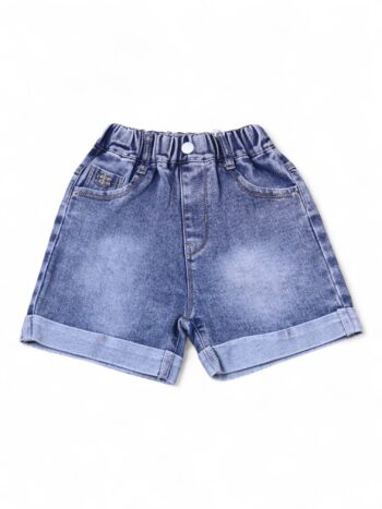 Blue 2 Way Stretch Baggy-Thigh Length Casual Denim Shorts For 6 To 12 Years Girls-12066611