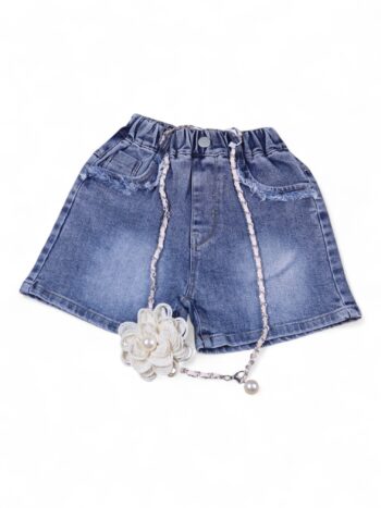 Blue 2 Way Stretch Baggy-Mini Length Comfy Denim Shorts For 8 To 12 Years Girls-12066621