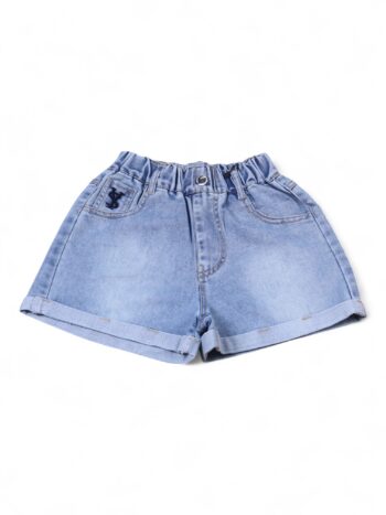 Blue Baggy-Mini Length Comfy Denim Shorts For 7 To 12 Years Girls-12066781