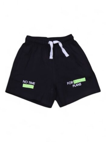 Black 2 Way Stretch Baggy-Thigh Length Casual Cotton Shorts For 24 Months To 5 Years Boys-12154322