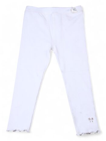 White High Waist Cotton Leggings For 3 To 6 Years Girls-13233971
