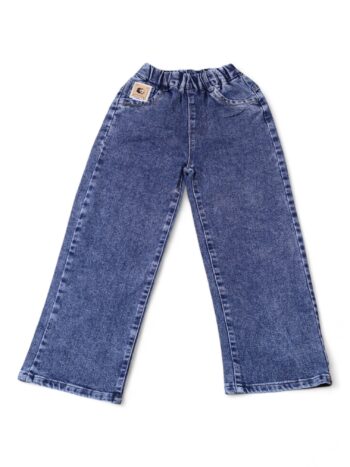 Blue Soft Non-<Stretchable> Baggy-Straight Denim Pants For 7 To 12 Years Girls-13450391