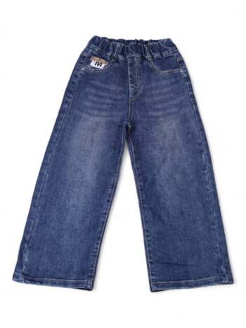 Blue Soft 2 Way Stretch Baggy-Straight Denim Pants For 7 To 12 Years Girls-13450961