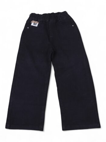 Black Soft 2 Way Stretch Baggy-Straight Denim Pants For 7 To 12 Years Girls-13450962