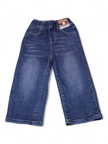 Blue Soft 2 Way Stretch Baggy-Straight Denim Pants For 4 To 8 Years Girls-13452221