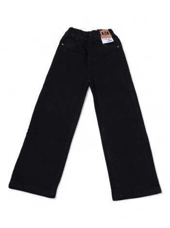 Black Soft 2 Way Stretch Baggy-Straight Denim Pants For 9 To 12 Years Girls-13452311