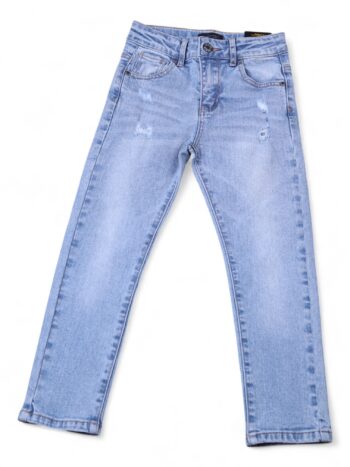 Blue 2 Way Stretch Baggy-Straight Denim Pants For 6 To 9 Years Boys-13459261