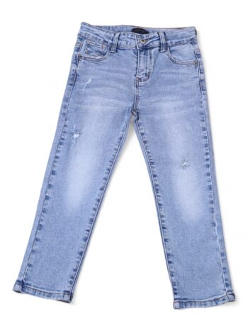 Blue Soft Non-<Stretchable> Baggy-Straight Denim Pants For 5 To 14 Years Boys-13459283