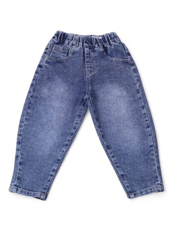 Blue Soft 2 Way Stretch Baggy-Tapered Denim Pants For 4 To 8 Years Boys-13459482