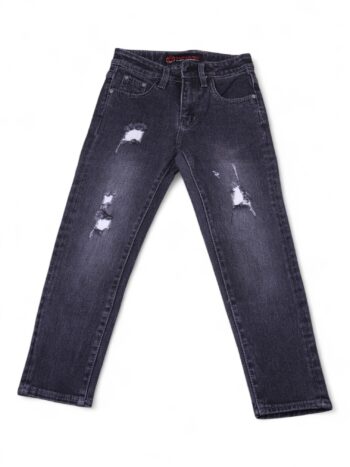 Black Soft Non-<Stretchable> Baggy-Straight Denim Pants For 6 To 9 Years Boys-13460412