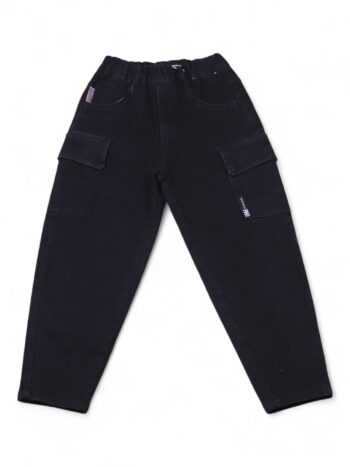 Black Soft 2 Way Stretch Baggy-Tapered Denim Pants For 7 To 12 Years Boys-13460861