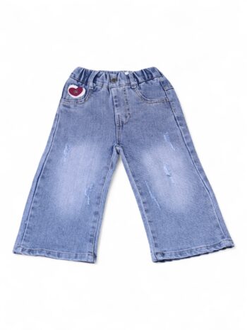 Blue Soft Non-<Stretchable> Baggy-Straight Denim Pants For 2 To 4 Years Girls-13460962