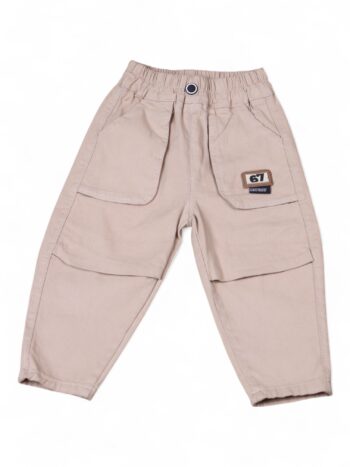 Khaki Soft 2 Way Stretch Baggy-Tapered Cotton Pants For 2 To 4 Years Boys-13461711
