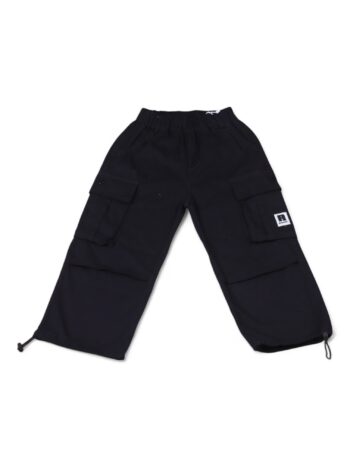 Black Soft 4 Way Stretch Baggy-Straight Cotton Pants For 4 To 8 Years Boys-13461741