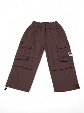 Brown Soft 4 Way Stretch Baggy-Straight Cotton Pants For 4 To 8 Years Boys-13461742