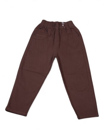 Brown Soft 2 Way Stretch Baggy-Straight Cotton Pants For 4 To 9 Years Boys-13461893
