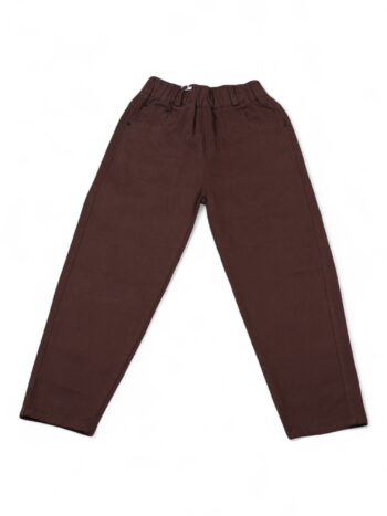 Brown Soft 2 Way Stretch Baggy-Tapered Cotton Pants For 7 To 12 Years Boys-13461903