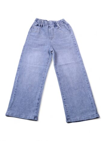 Blue Soft 2 Way Stretch Baggy-Straight Denim Pants For 4 To 8 Years Girls-13462201