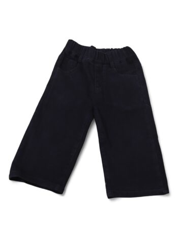 Black Soft 2 Way Stretch Baggy-Straight Denim Pants For 4 To 8 Years Girls-13462202