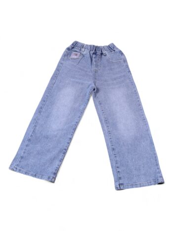 Blue Soft 2 Way Stretch Baggy-Straight Denim Pants For 5 To 9 Years Girls-13462291