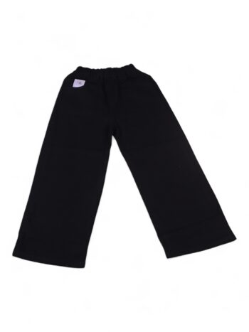 Black Soft 2 Way Stretch Baggy-Straight Denim Pants For 5 To 9 Years Girls-13462292