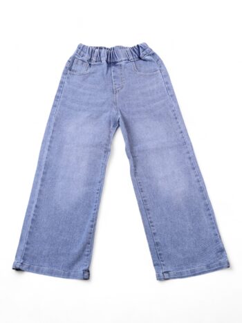Blue Soft 2 Way Stretch Baggy-Straight Denim Pants For 8 To 12 Years Girls-13462331