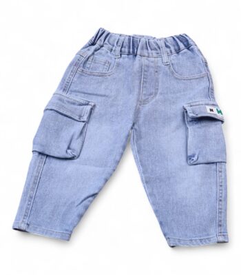 Blue Soft 2 Way Stretch Baggy-Tapered Denim Pants For 1.5 To 4 Years Boys-13462371