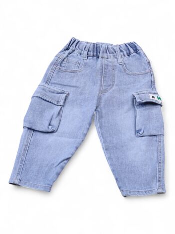 Blue Soft 2 Way Stretch Baggy-Tapered Denim Pants For 1.5 To 4 Years Boys-13462371