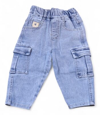 Blue Soft 2 Way Stretch Baggy-Tapered Denim Pants For 1.5 To 4 Years Boys-13462391