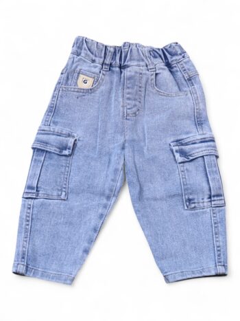 Blue Soft 2 Way Stretch Baggy-Tapered Denim Pants For 1.5 To 4 Years Boys-13462391
