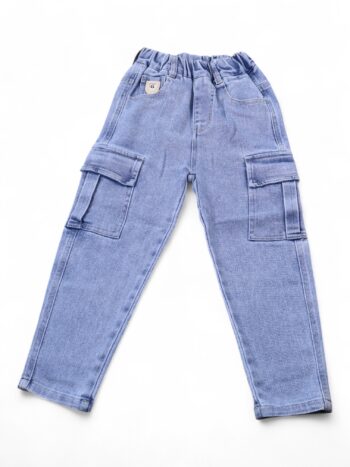 Blue Soft 2 Way Stretch Baggy-Tapered Denim Pants For 6 To 9 Years Boys-13462441