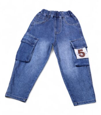 Blue Soft Non-<Stretchable> Baggy-Tapered Denim Pants For 4 To 8 Years Boys-13462491