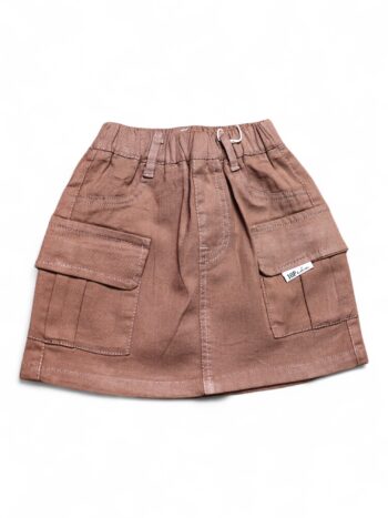 Brown Thigh Length Denim Plain Skirt For 1 To 5 Years Girls-14025671