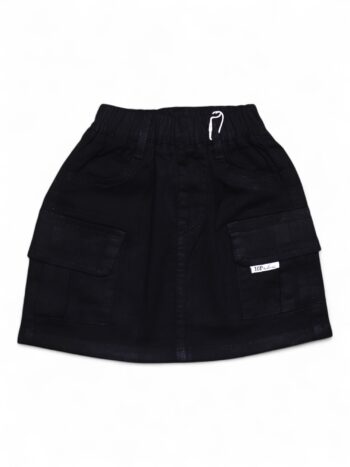 Black Thigh Length Denim Plain Skirt For 1 To 5 Years Girls-14025672