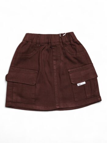Darkbrown Thigh Length Denim Plain Skirt For 1 To 5 Years Girls-14025673