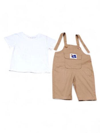 Khaki-White Casual Summer 2 Piece Combo-Set For 12 Months To 5 Years Boys-15084023