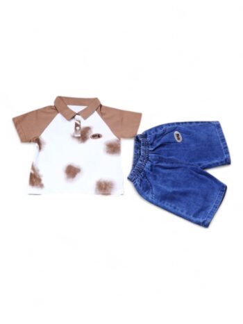 Brown-White Casual Summer 2 Piece Combo-Set For 18 Months To 5 Years Boys-15088831