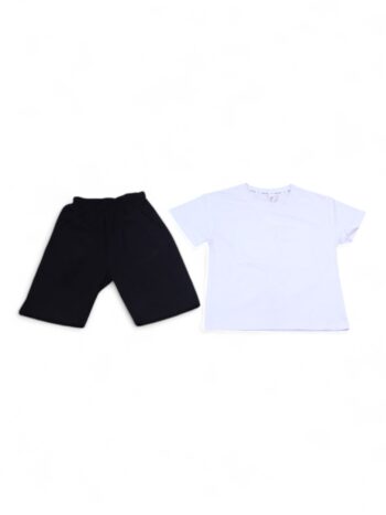 White-Black Casual Summer 2 Piece Combo-Set For 7 To 14 Years Boys-15091202